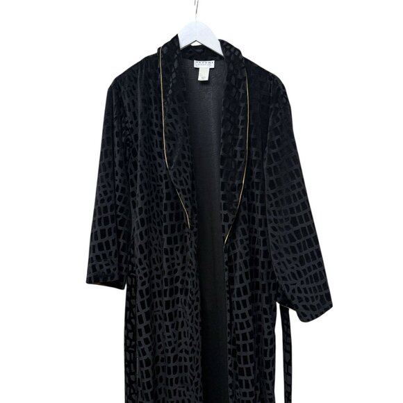 NATORI Black Velvet Robe Size Small Womens Vintage Luxury Loungewear - Picture 7 of 13